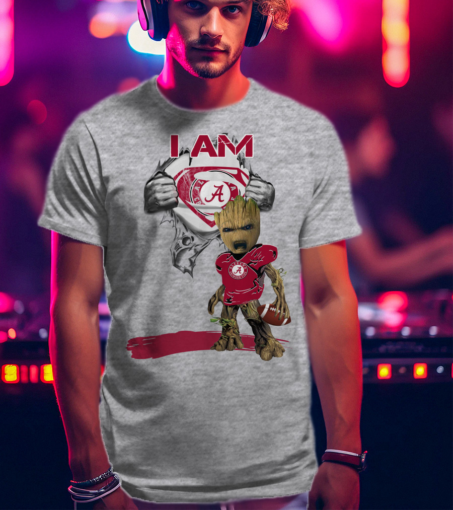 I Am Alabama Baby Groot Football Hero T-Shirt