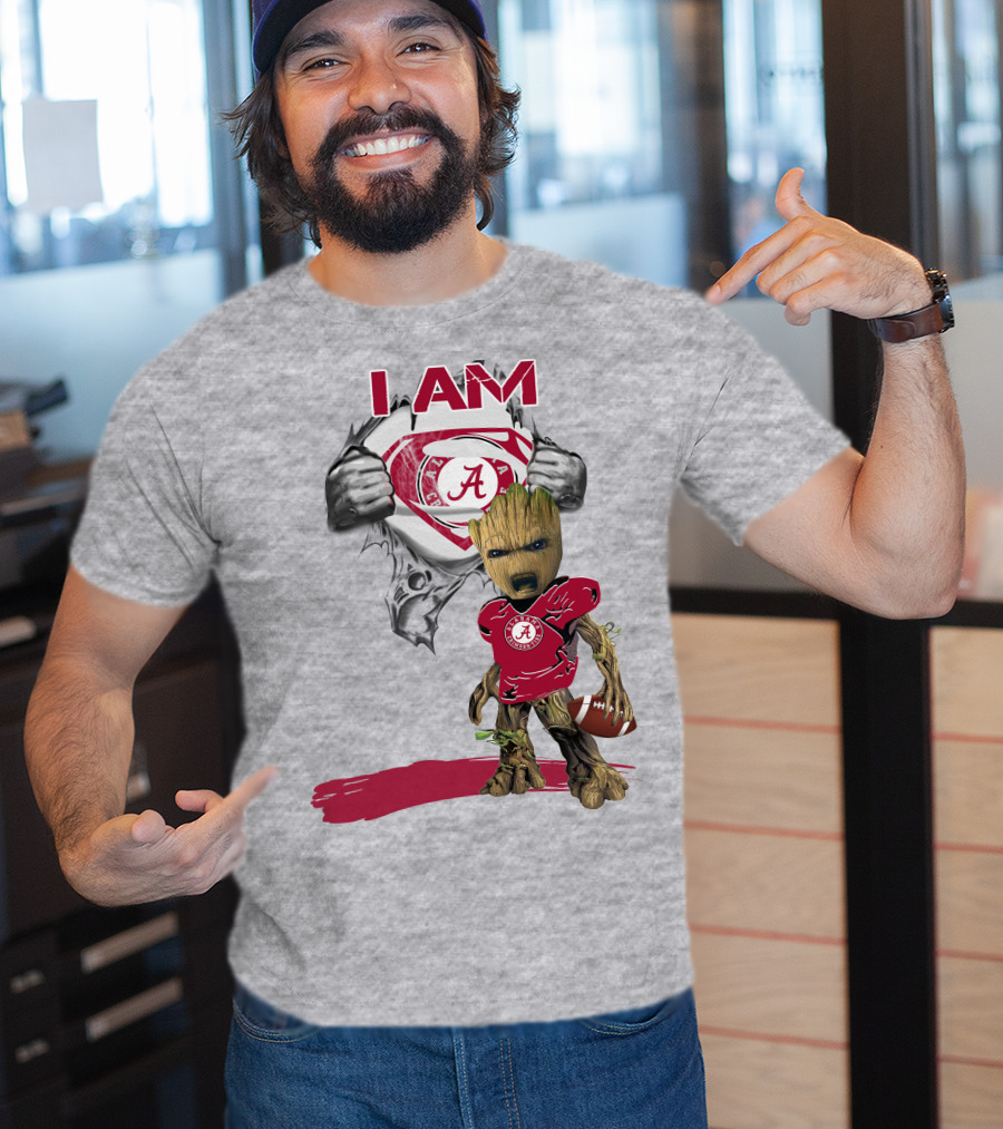 I Am Alabama Baby Groot Football Hero T-Shirt