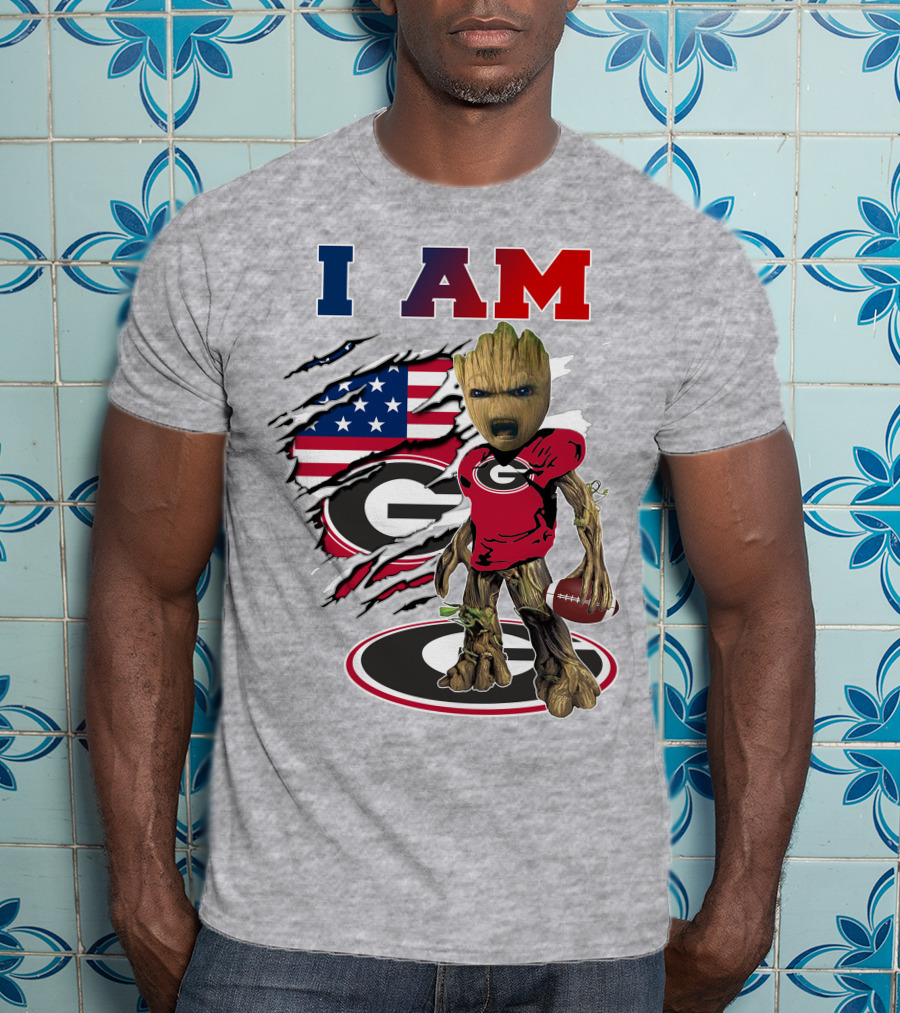 I Am Georgia Bulldogs Groot Football Usa Flag T-Shirt
