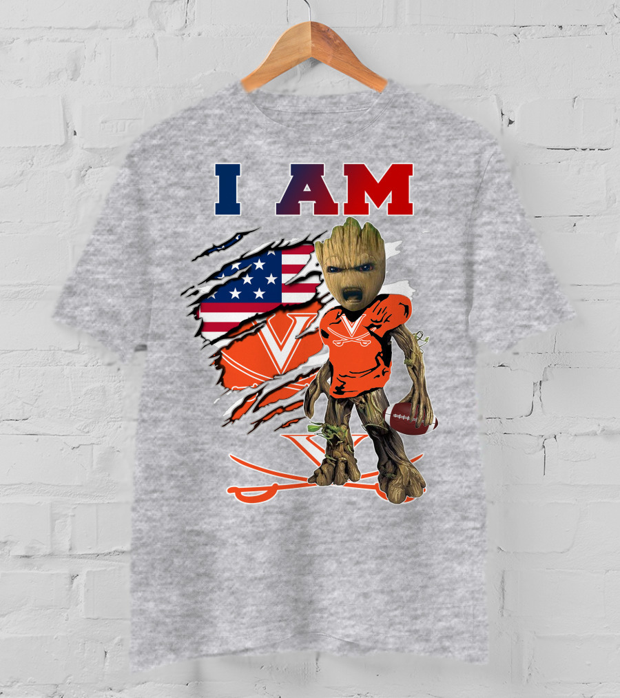 I Am Cavaliers Groot Football Virginia Flag T-Shirt
