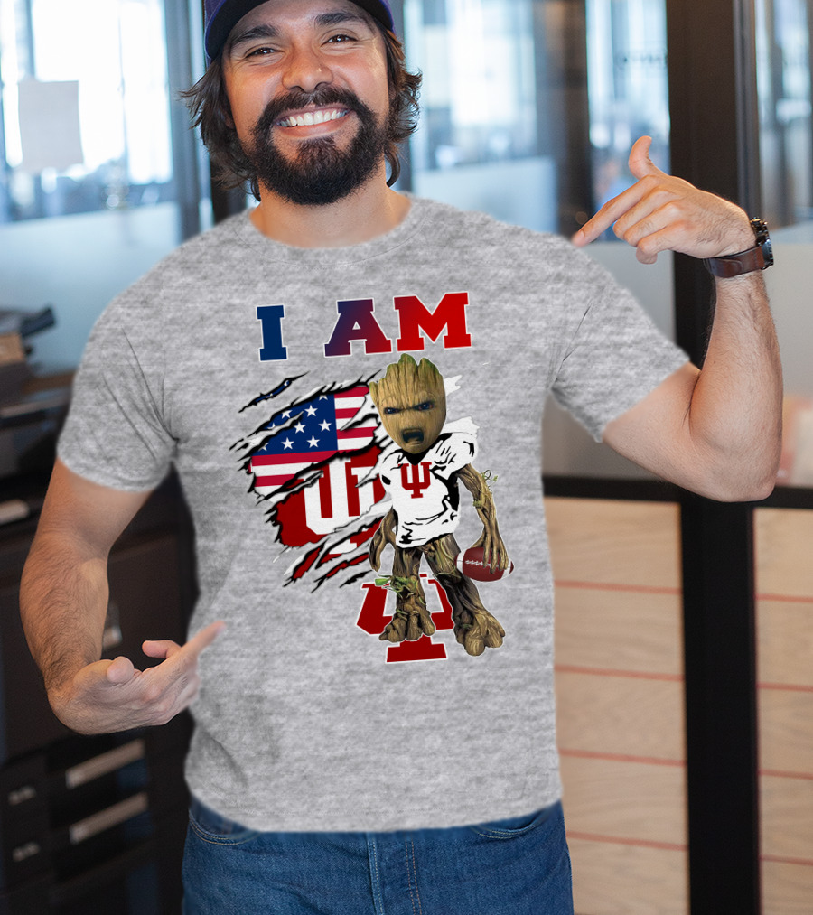I Am Hosiers Football Groot American Flag Indiana University T-Shirt