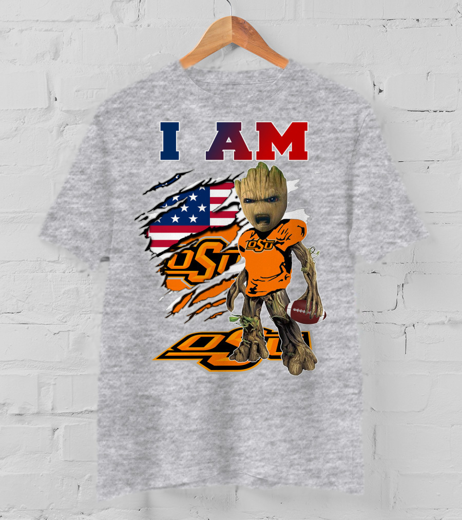 I Am Osu American Football Groot Guardians Oklahoma State University T-Shirt