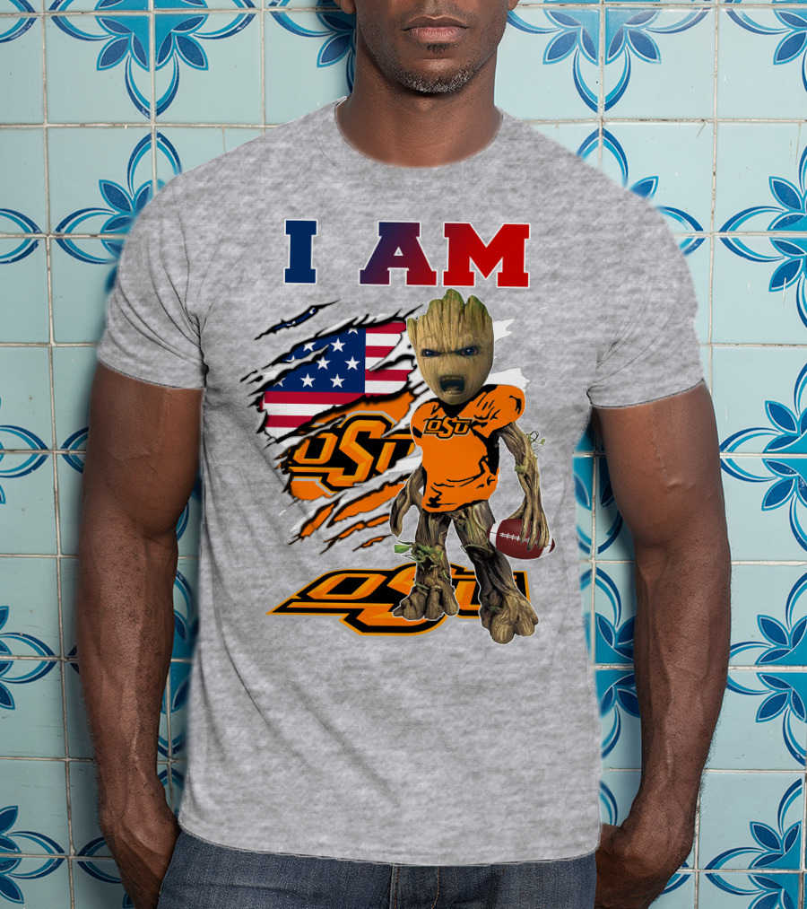 I Am Osu American Football Groot Guardians Oklahoma State University T-Shirt