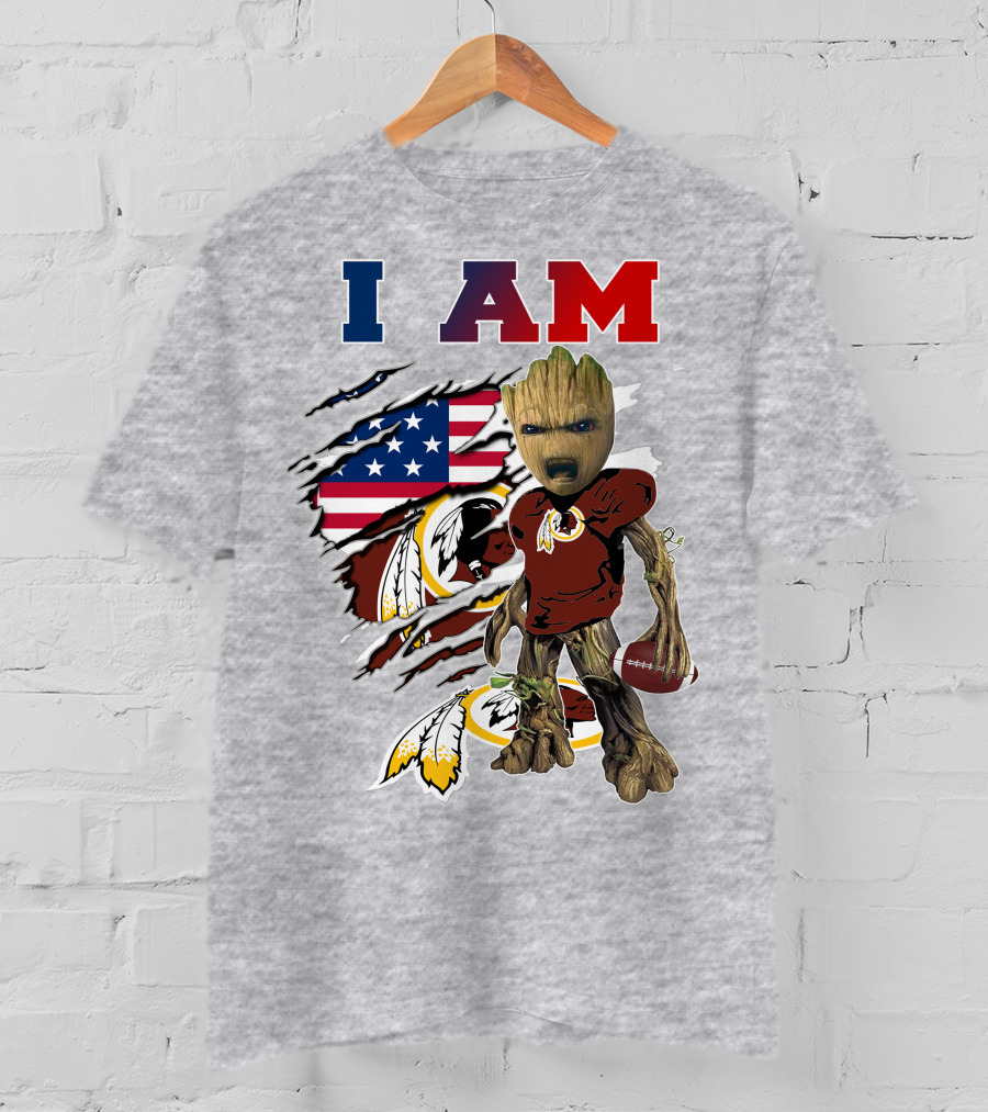 I Am Groot Redskins Football Nfl Usa Flag T-Shirt