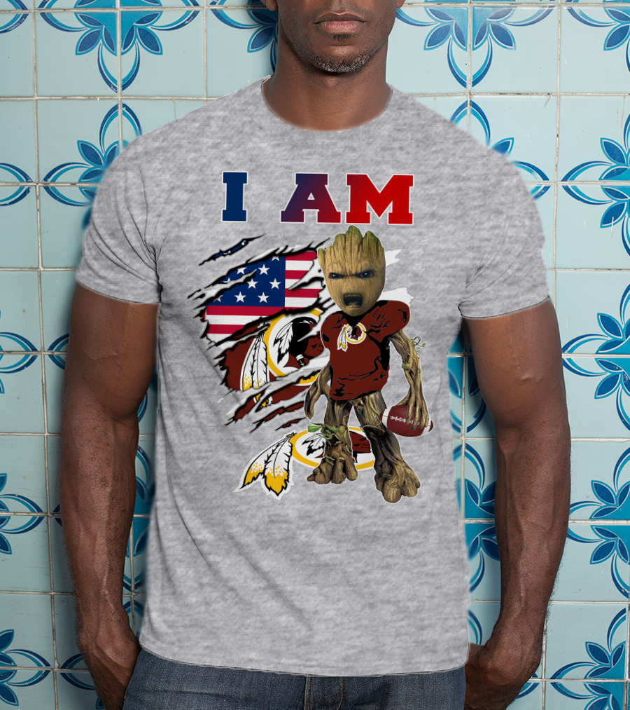 I Am Groot Redskins Football Nfl Usa Flag T-Shirt