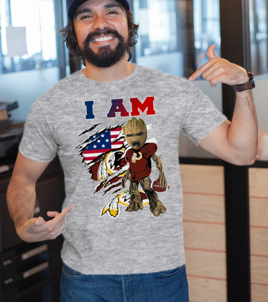 I Am Groot Redskins Football Nfl Usa Flag T-Shirt