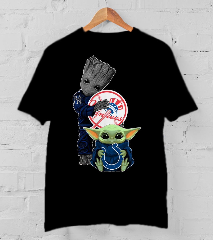 Groot Yankees Baby Yoda Colts T-Shirt