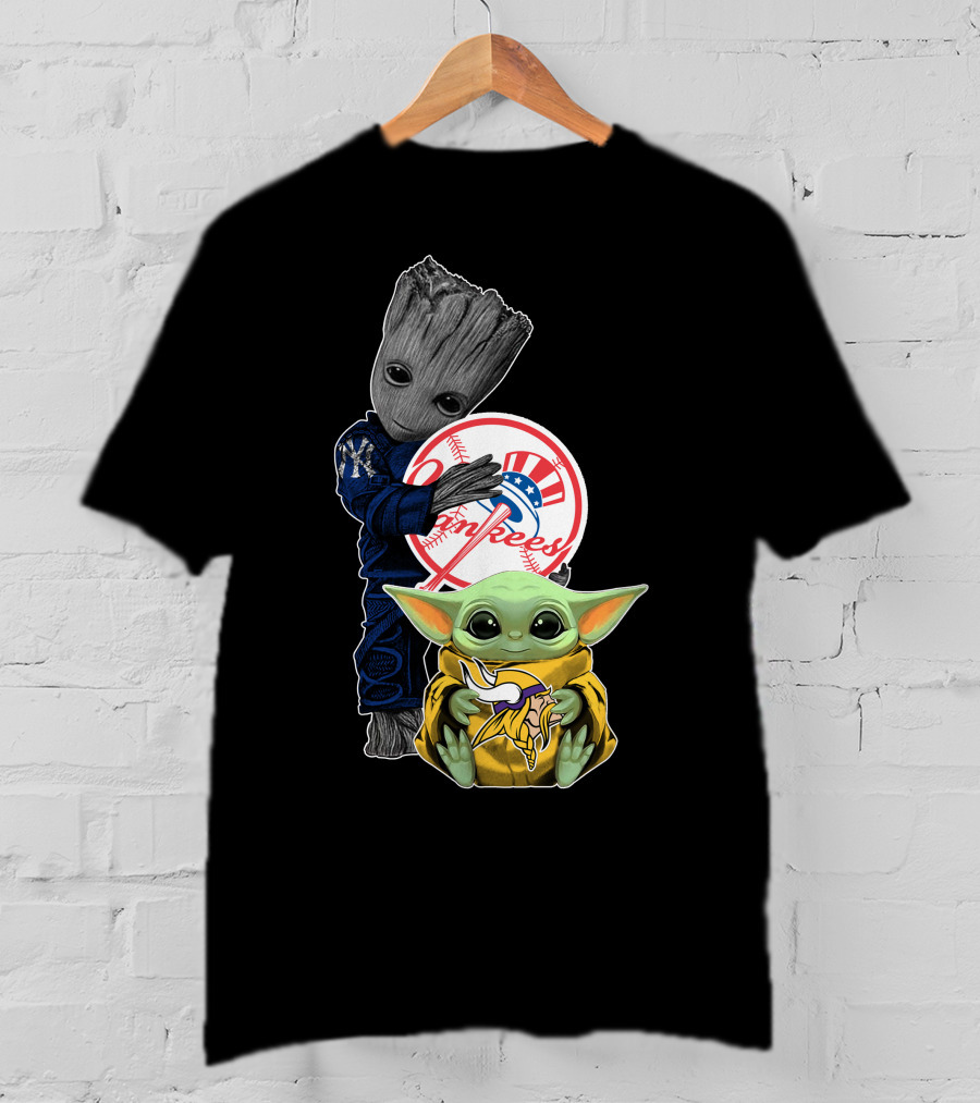 New York Yankees Groot Baby Yoda Collaboration T-Shirt