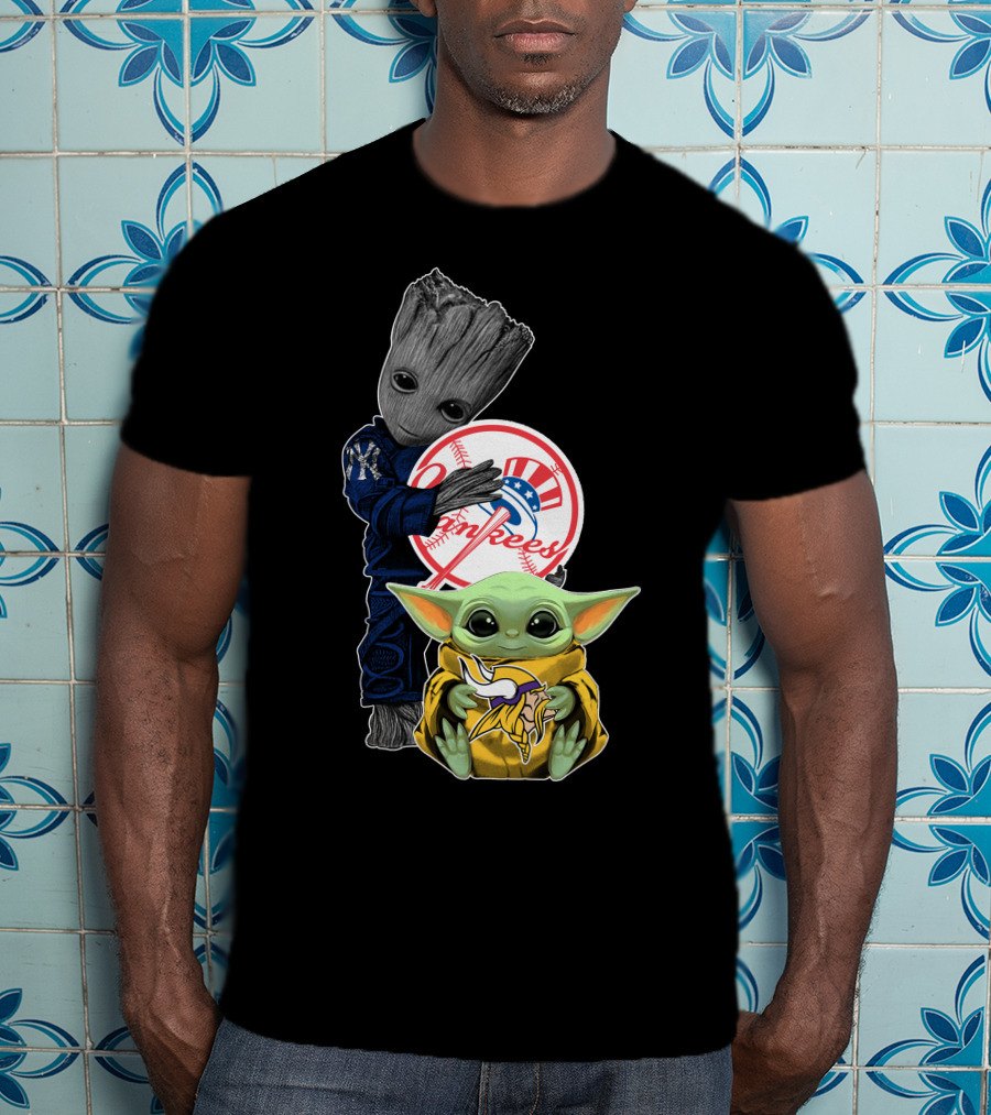New York Yankees Groot Baby Yoda Collaboration T-Shirt