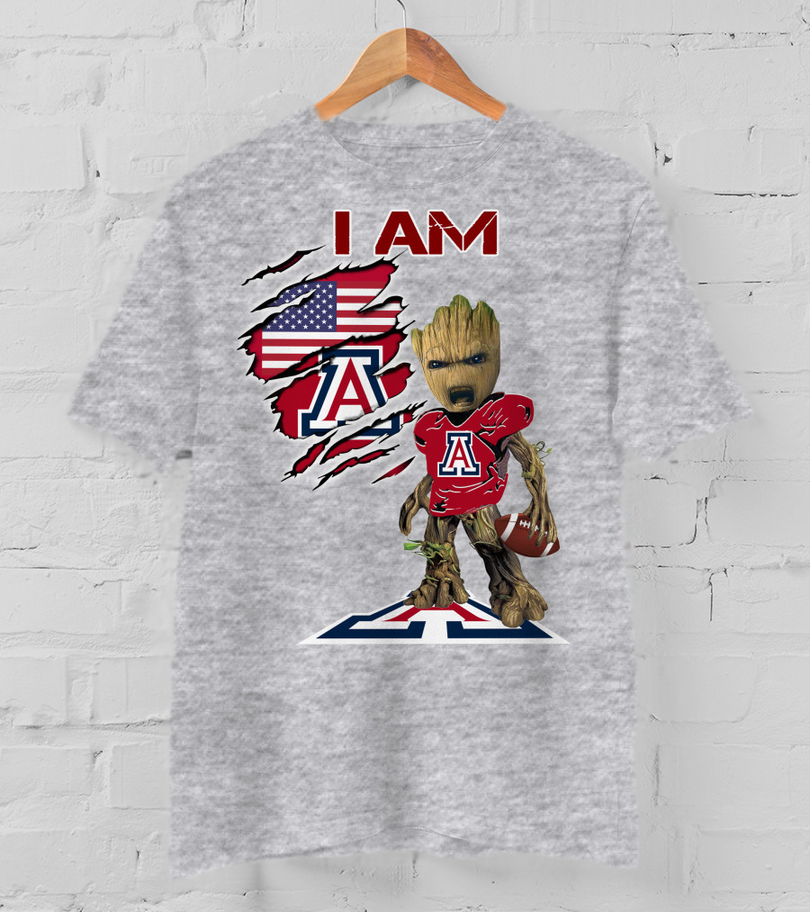 I AM Arizona Wildcats Groot Football USA Flag T-Shirt