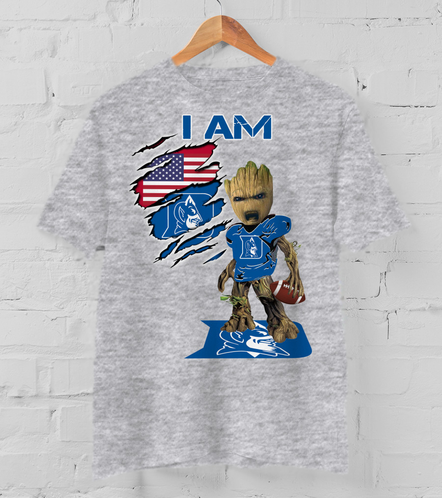 I Am Groot Duke Blue Devils Football American Flag T-Shirt