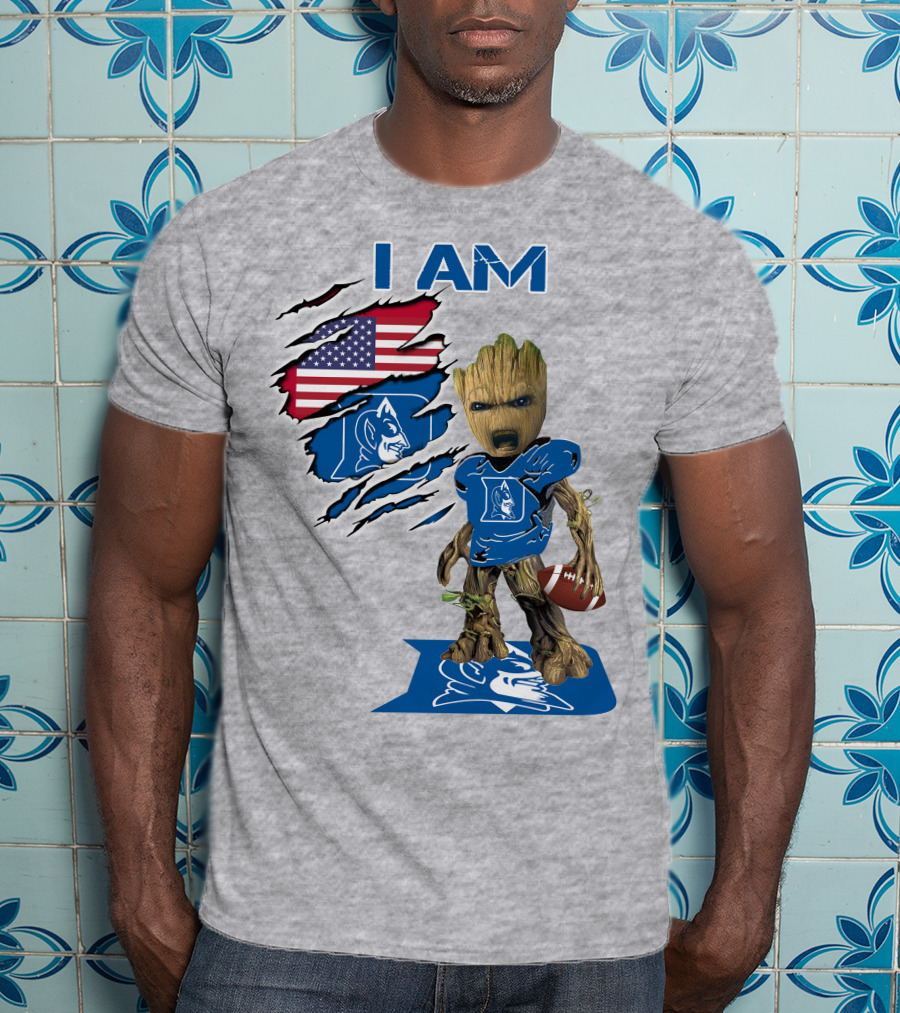 I Am Groot Duke Blue Devils Football American Flag T-Shirt