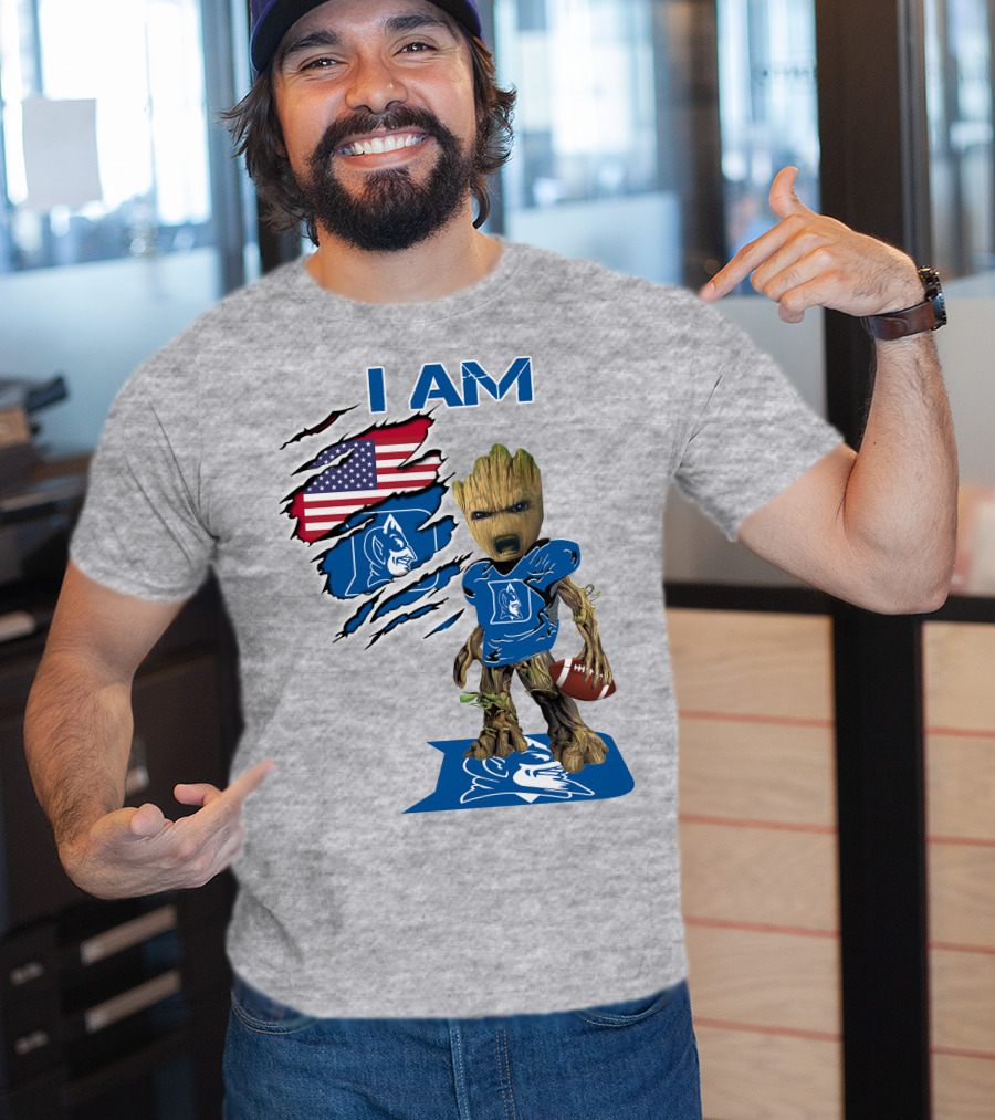I Am Groot Duke Blue Devils Football American Flag T-Shirt