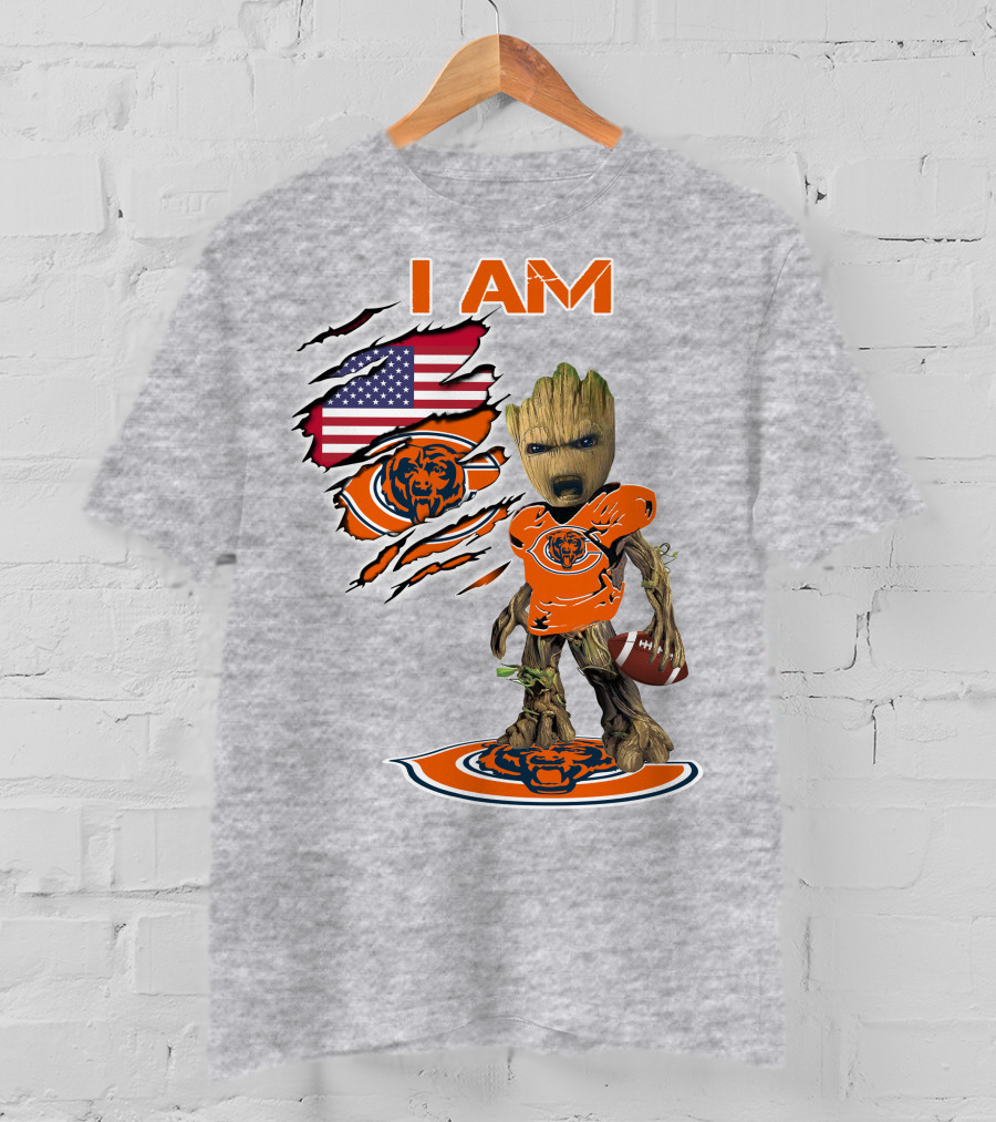 I Am Groot Chicago Bears Football Usa Flag T-Shirt
