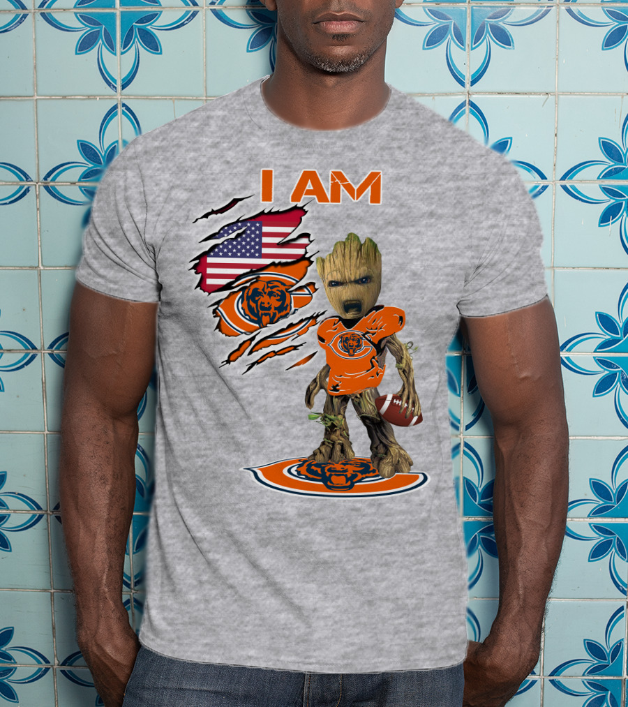 I Am Groot Chicago Bears Football Usa Flag T-Shirt