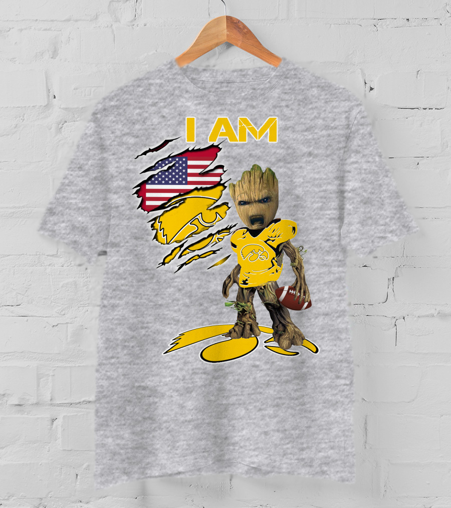 I Am Hawkeyes Baby Groot American Football T-Shirt
