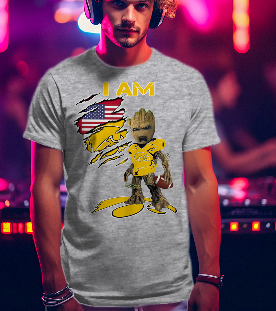 I Am Hawkeyes Baby Groot American Football T-Shirt