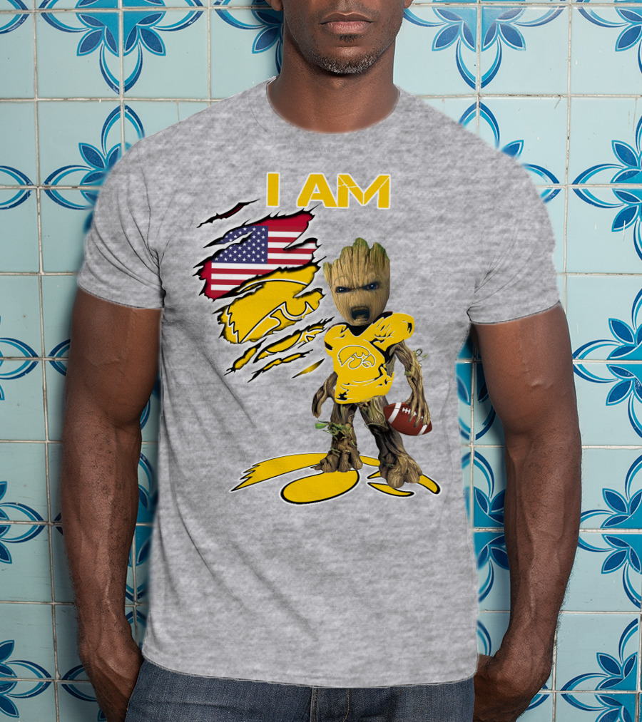 I Am Hawkeyes Baby Groot American Football T-Shirt