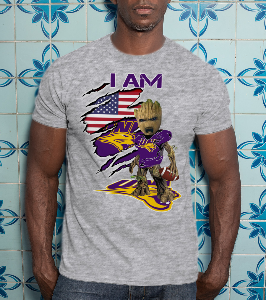 I AM Panthers Baby Groot UNI Football American Flag T-Shirt