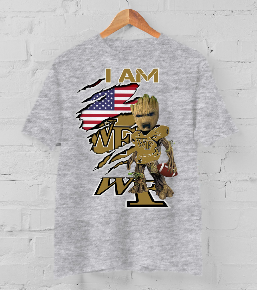I AM WF Baby Groot American Football Wake Deacons T-Shirt