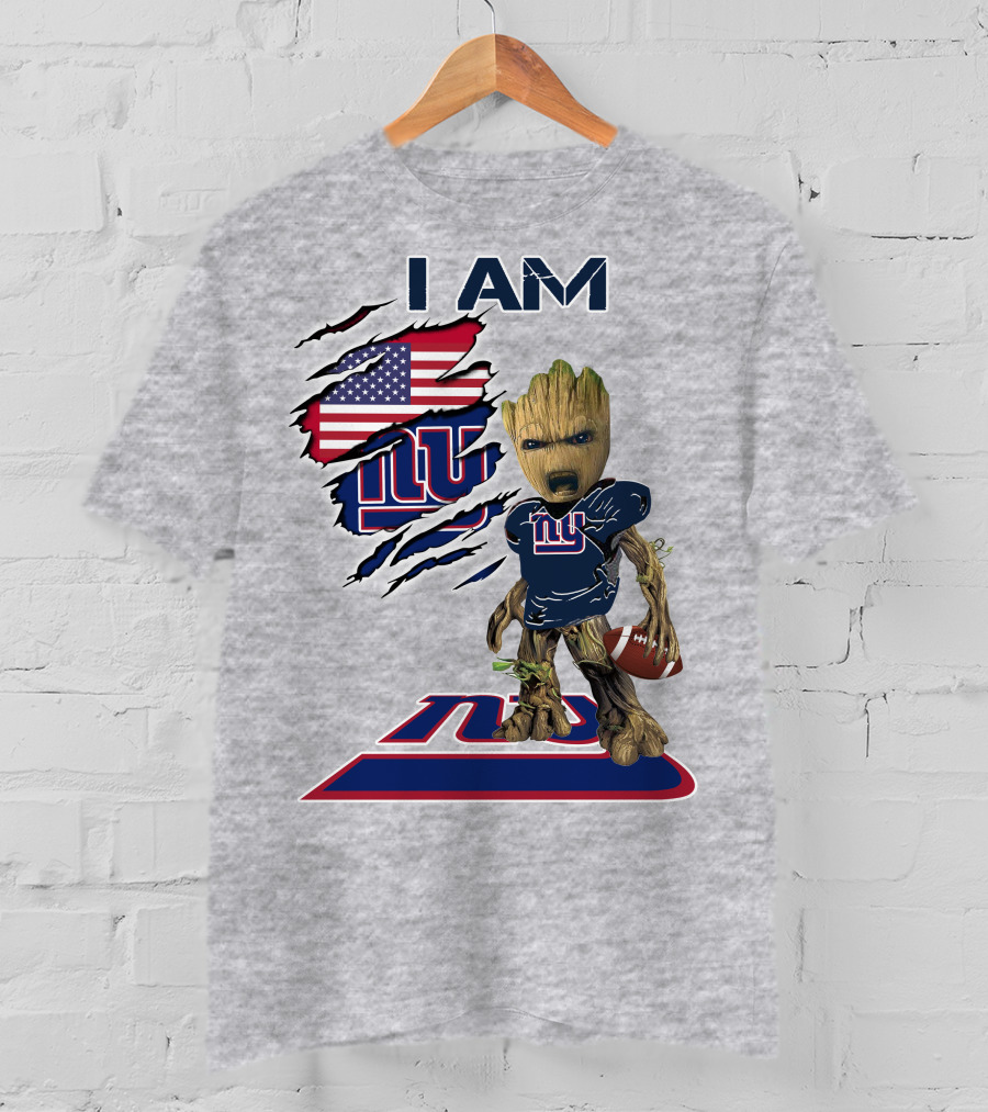 I Am Giants Baby Groot Football Usa Flag T-Shirt