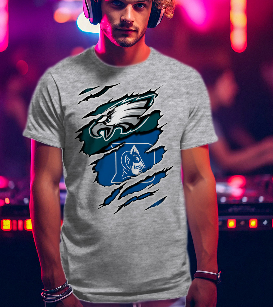 Eagles Duke Blue Devils Ripped Claw T-Shirt