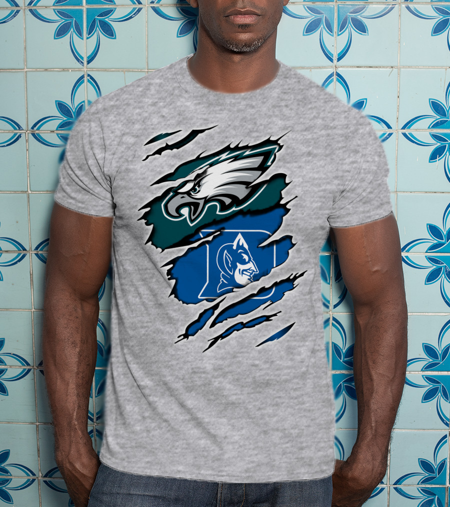 Eagles Duke Blue Devils Ripped Claw T-Shirt