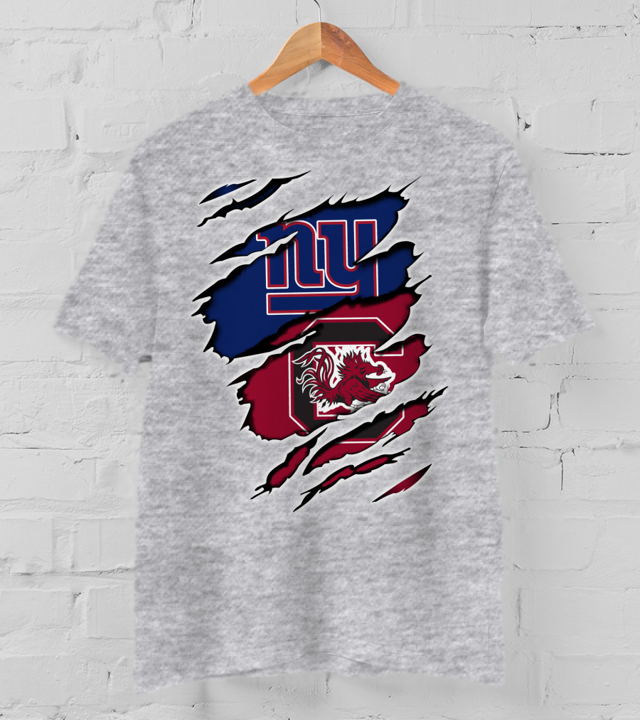 New York Giants South Carolina Gamecocks Rip Claw Marks Sports Crossover T-Shirt