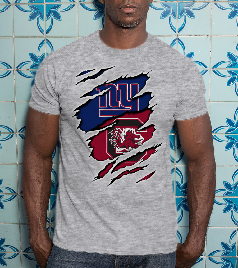 New York Giants South Carolina Gamecocks Rip Claw Marks Sports Crossover T-Shirt