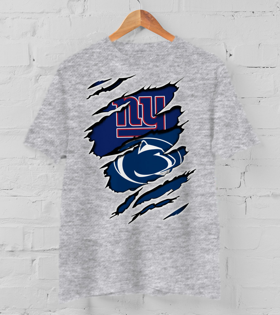 New York Giants And Penn State Nittany Lions Football Claw Marks T-Shirt