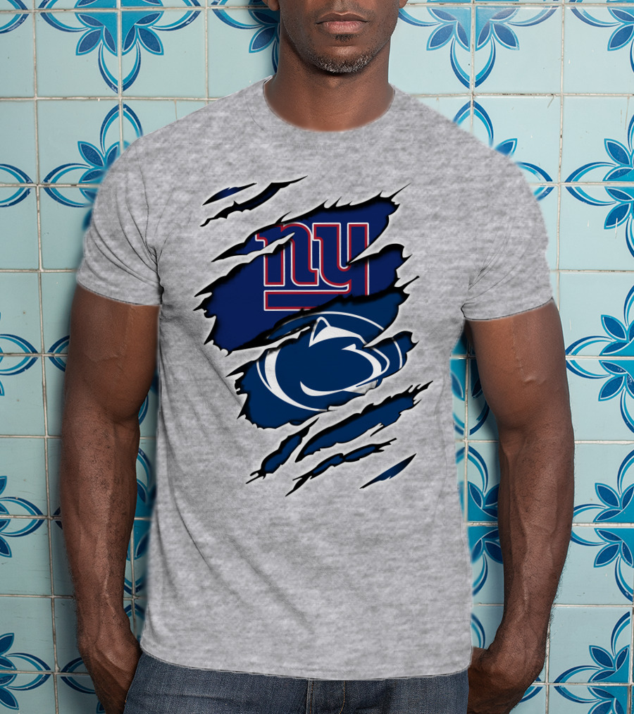 New York Giants And Penn State Nittany Lions Football Claw Marks T-Shirt