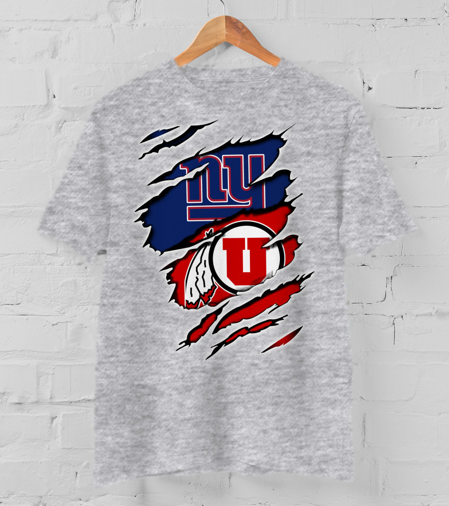 New York Giants Utah Utes Torn Logo Fusion T-Shirt