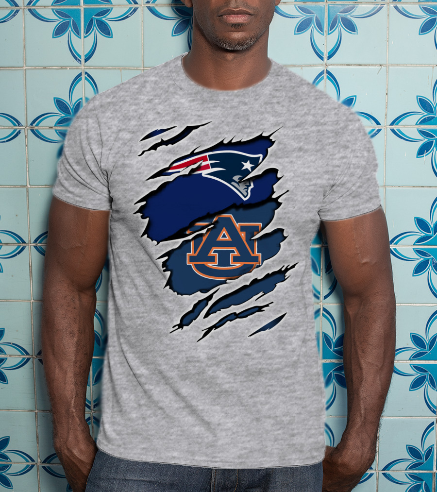 Patriots Auburn Tigers Logo Ripped T-Shirt
