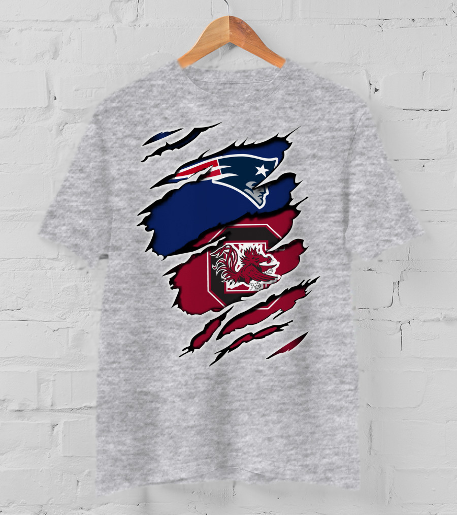 Patriots Gamecocks Logo Mashup Claw Marks T-Shirt