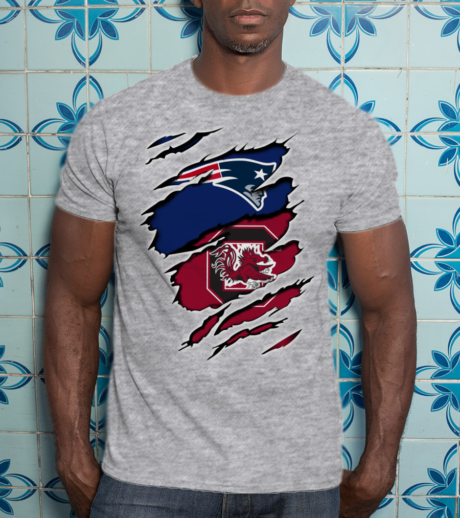 Patriots Gamecocks Logo Mashup Claw Marks T-Shirt