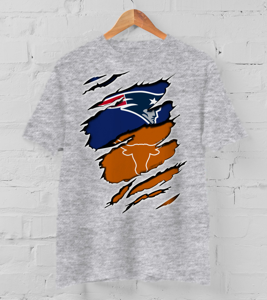 Patriots Longhorn Torn Layers Fusion T-Shirt
