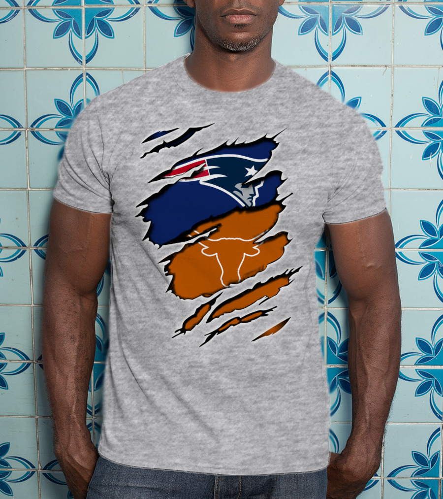 Patriots Longhorn Torn Layers Fusion T-Shirt