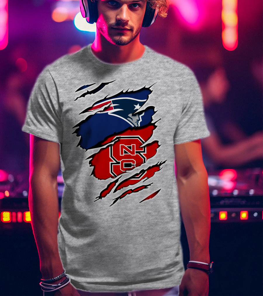 Patriots NC State Wolfpack Claw Logo Mashup T-Shirt
