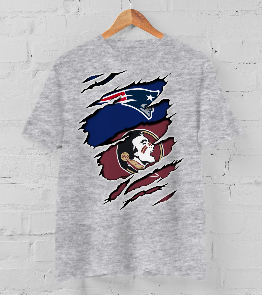 New England Patriots Florida State Seminoles Logo Mashup T-Shirt