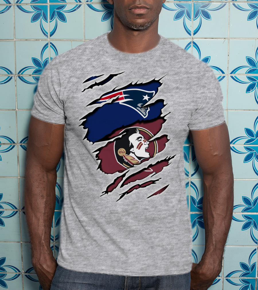 New England Patriots Florida State Seminoles Logo Mashup T-Shirt
