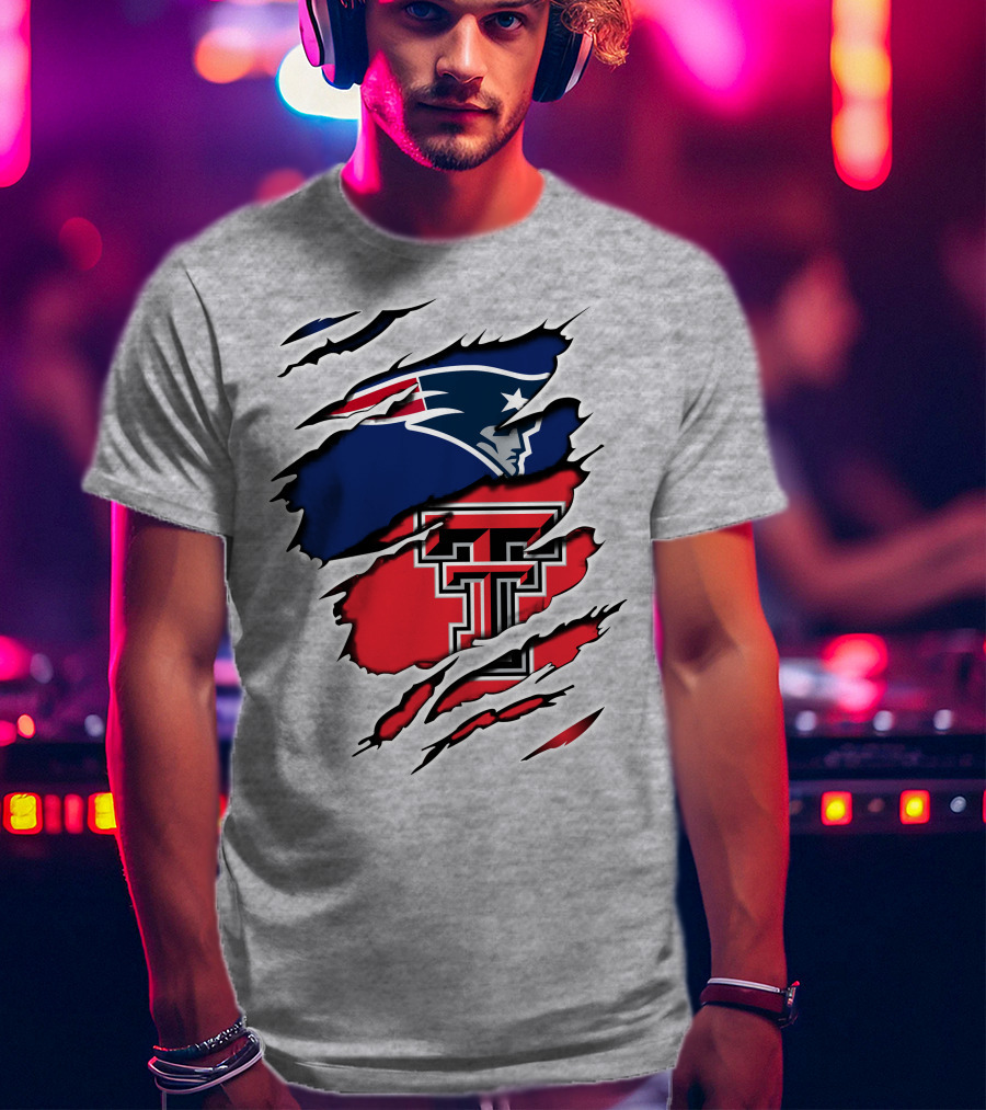 Patriots Texas Tech Dual Logo Fusion T-Shirt