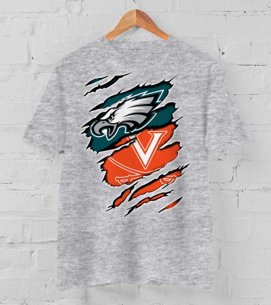 Philadelphia Eagles Virginia Cavaliers Logo Mashup T-Shirt