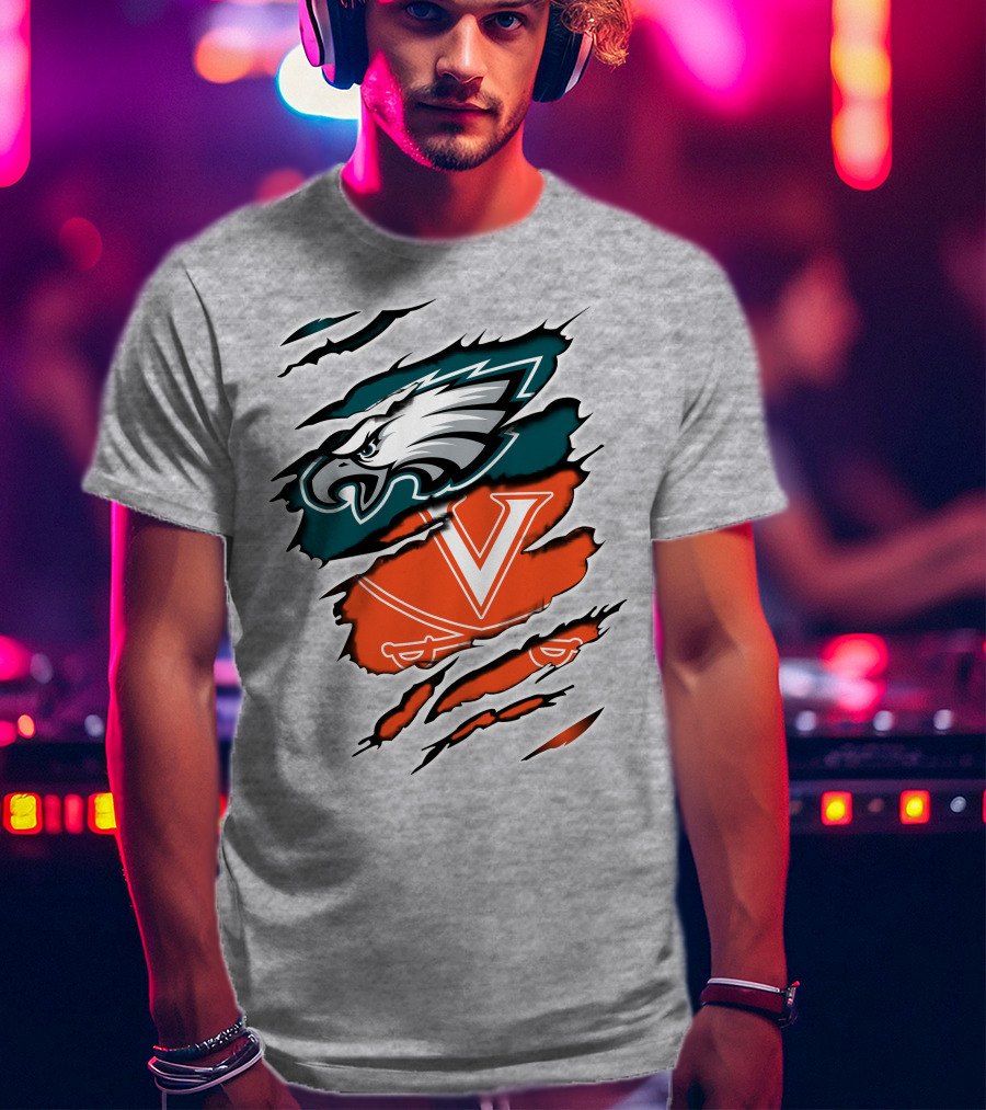 Philadelphia Eagles Virginia Cavaliers Logo Mashup T-Shirt