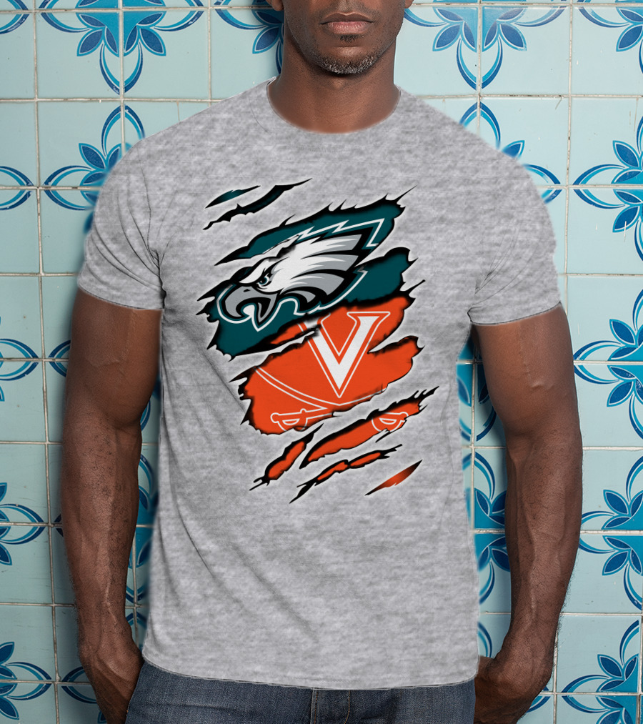 Philadelphia Eagles Virginia Cavaliers Logo Mashup T-Shirt