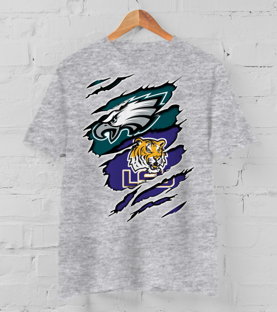 Eagles Philadelphia Tigers LSU Collaboration T-Shirt