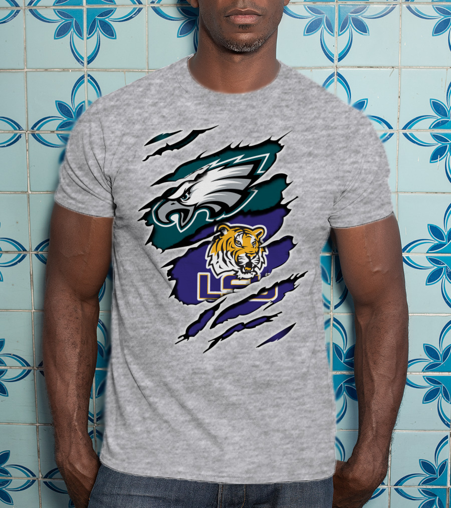 Eagles Philadelphia Tigers LSU Collaboration T-Shirt