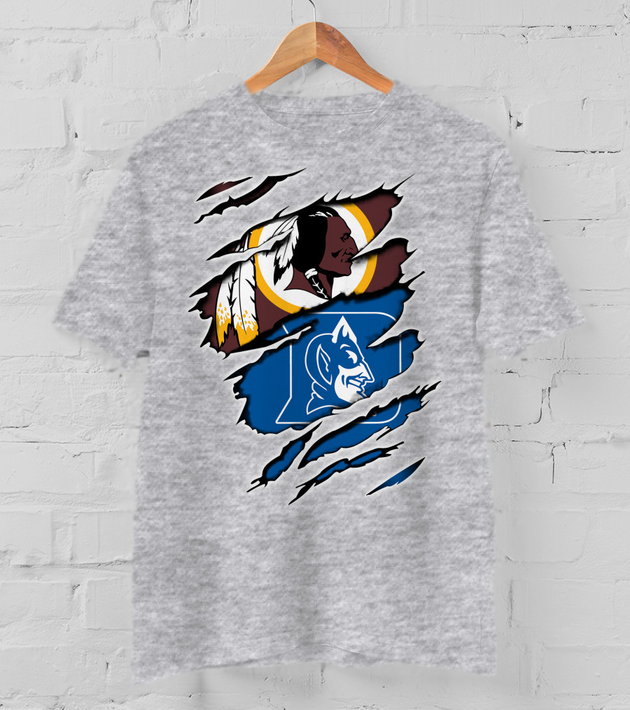 Redskins And Duke Blue Devils Iconic Logo Mashup T-Shirt