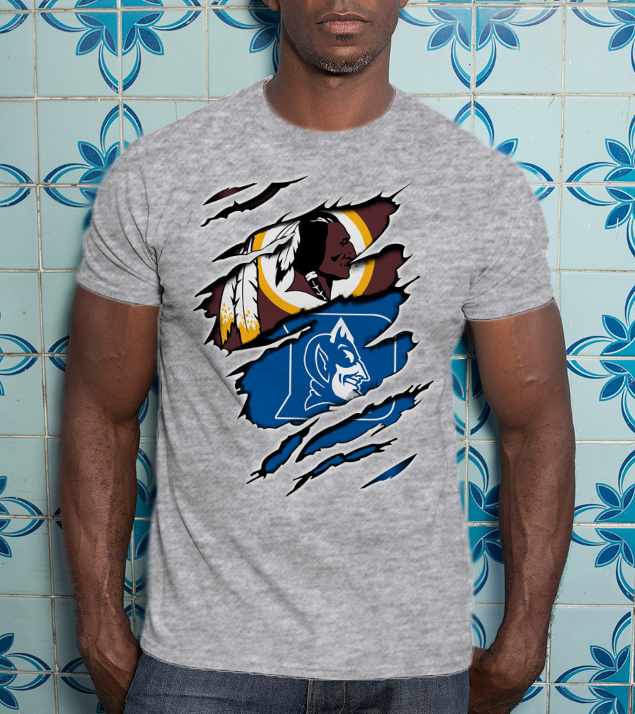 Redskins And Duke Blue Devils Iconic Logo Mashup T-Shirt