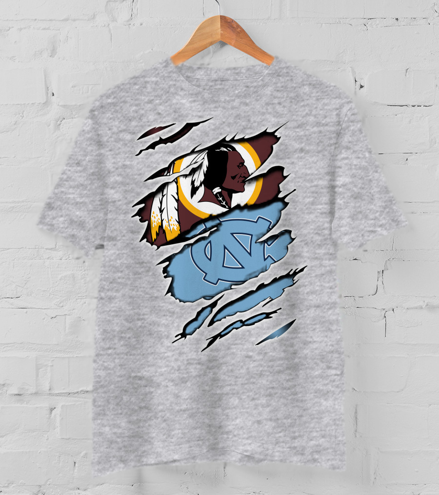 Washington Redskins North Carolina Tar Heels Logo Crossover T-Shirt