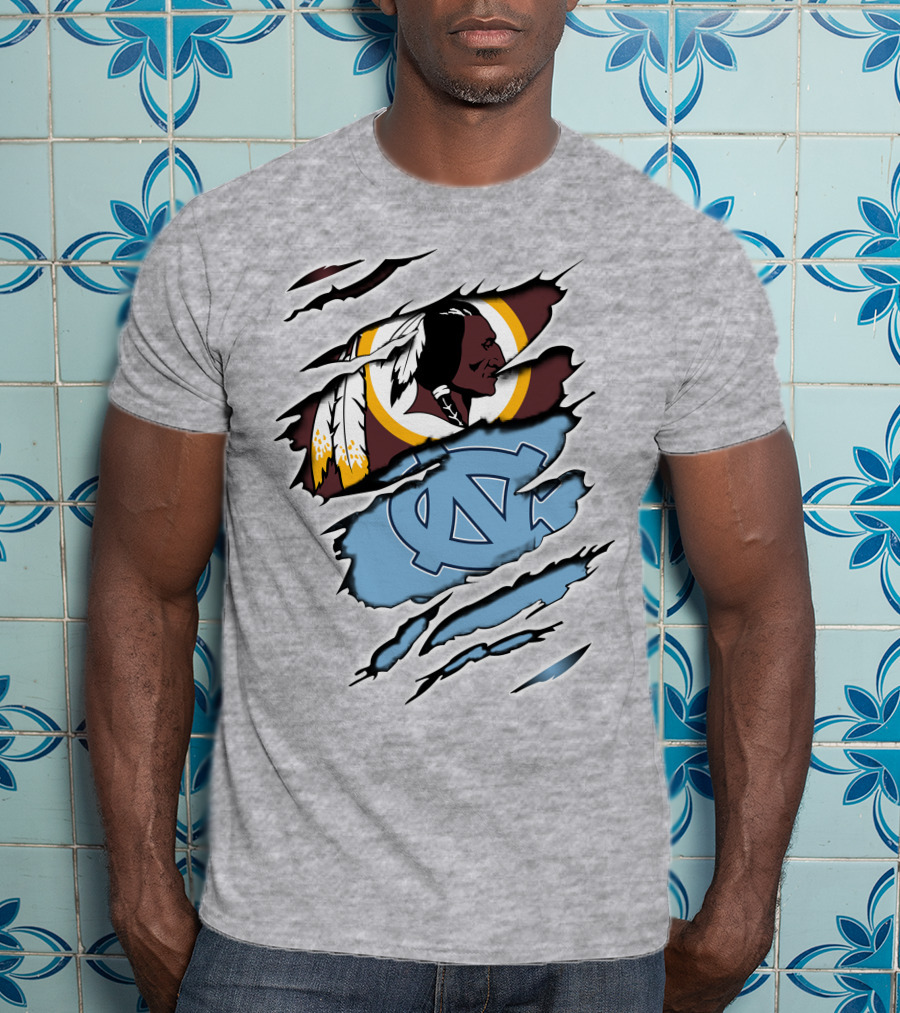 Washington Redskins North Carolina Tar Heels Logo Crossover T-Shirt